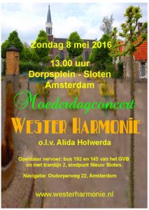 Flyer Westerharmonie moederdag concert 8 mei 2016