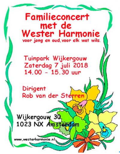 Programma concert Westerharmonie Wijkergouw 7 juli 2018